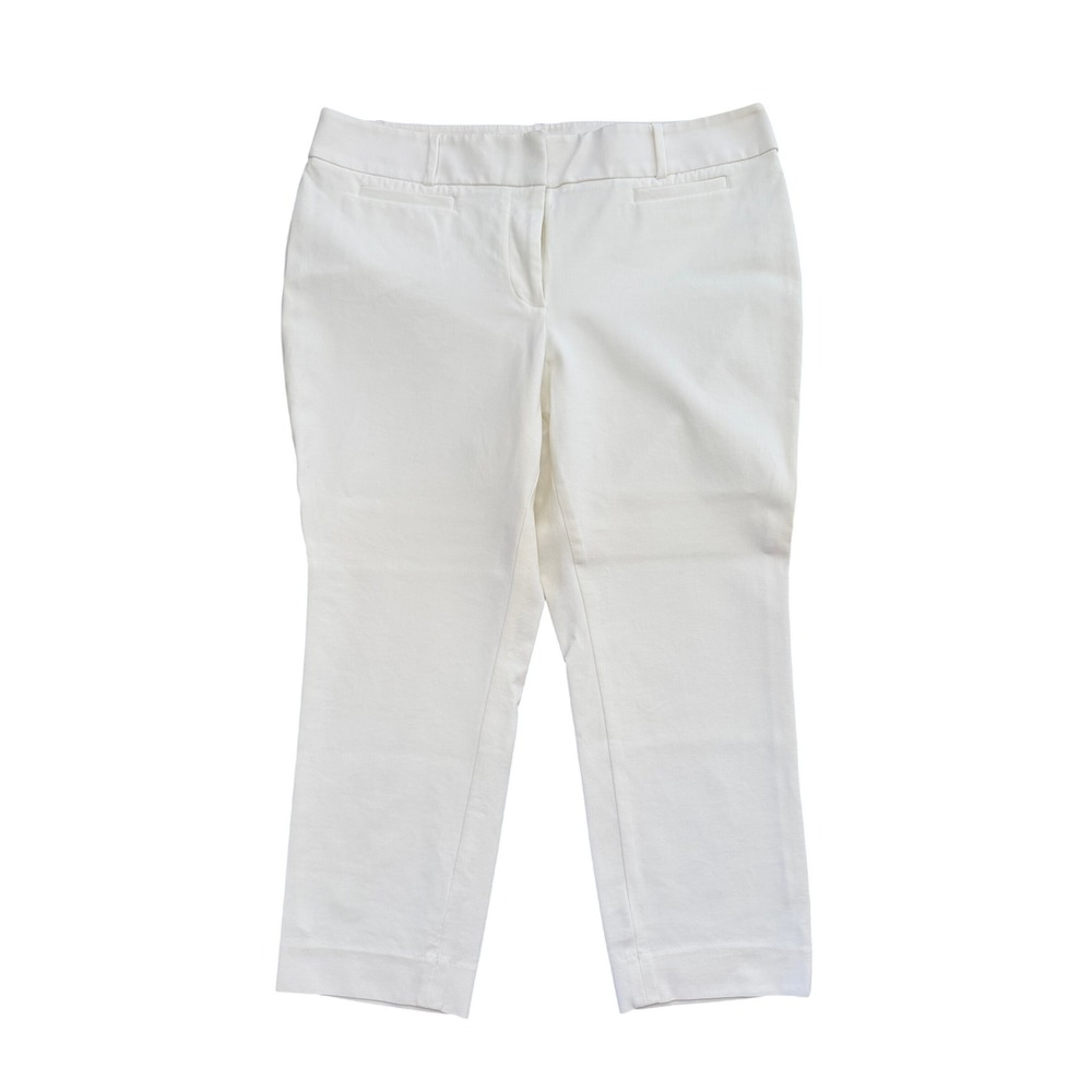 Ann Taylor Loft Julie Pants Womens 12P White Excellent Cropped Cotton Stretch